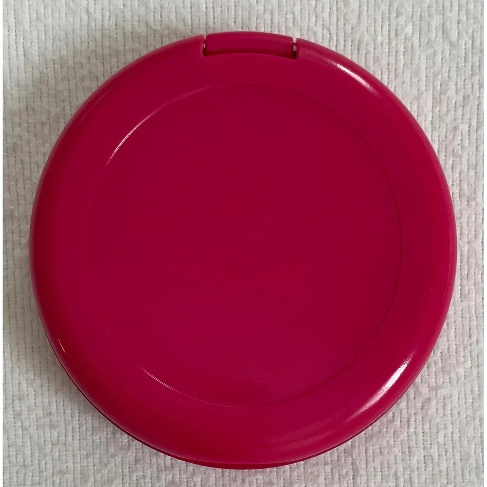 Christian Dior Pink Quilted Heart Compact Mirror Silver CD Logo Dust Bag Travel